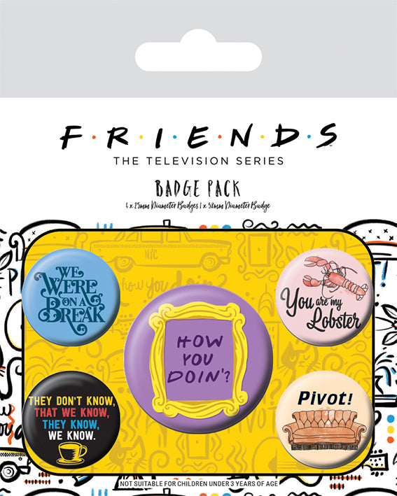Friends TV Series Quotes Set Of 5 Badge Pack