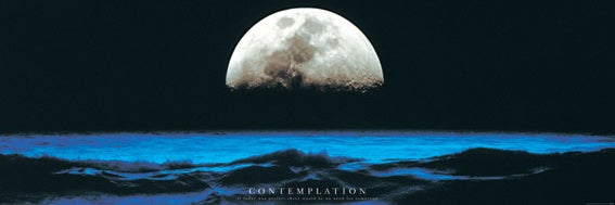 Contemplation Ocean And Moon At Night 158x53cm Panoramic Door Poster