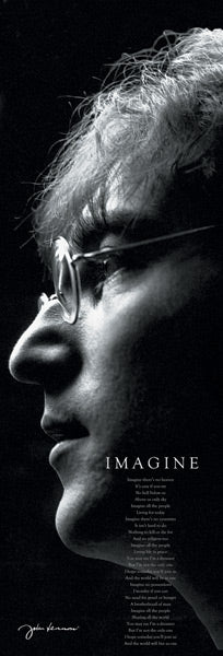 John Lennon Imagine Profile And Song Lyrics 158x53cm Door Poster