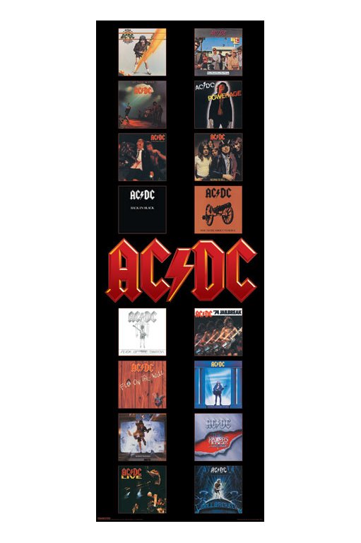 AC/DC Album Covers High Voltage to Ballbreaker 158x53cm Door Poster