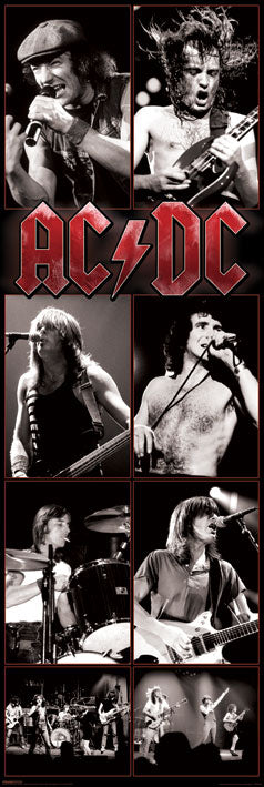 AC/DC Black And White Live Montage Early 158x53cm Door Poster