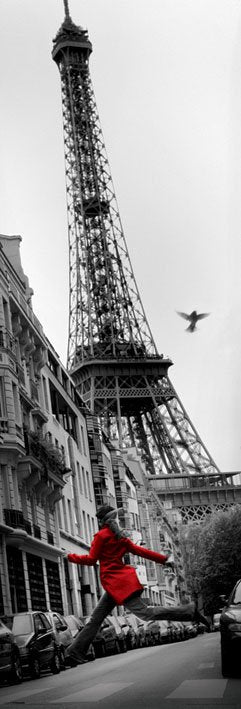 La Veste Rouge Eiffel Tower Paris 158x53cm Door Poster