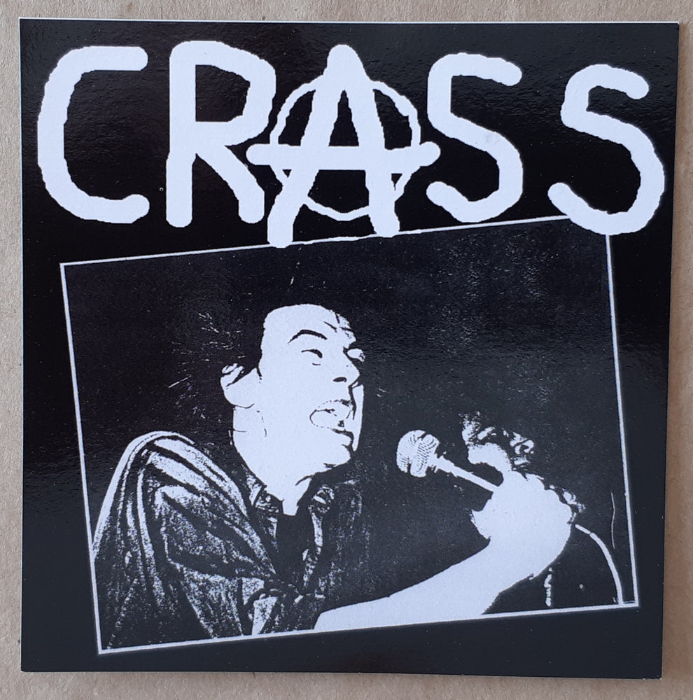 Crass Steve Ignorant And Logo 10cm Square Vinyl Sticker