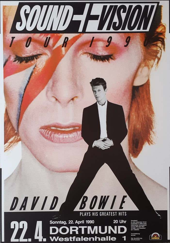 David Bowie Sound + Vision Tour 1990 Dortmund Germany Tour Poster Blockmount