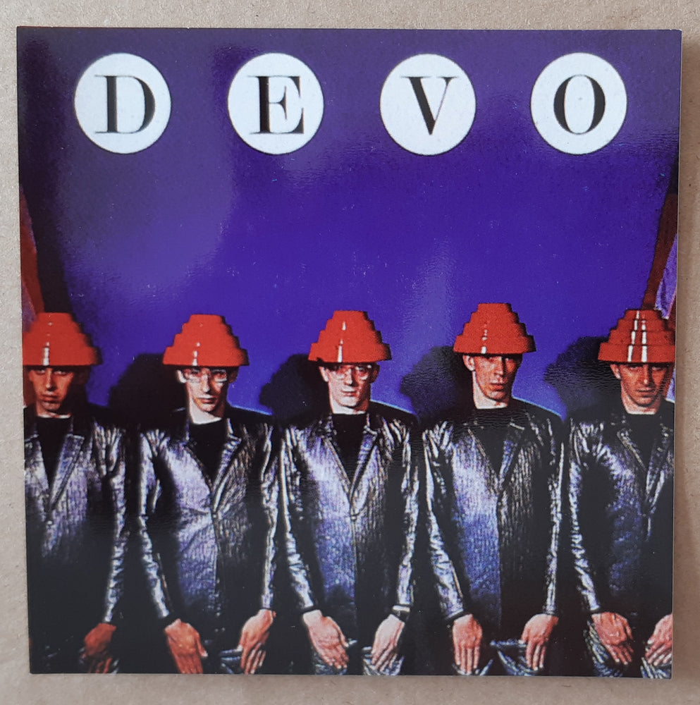 Devo Group And Logo 10cm Square Vinyl Sticker