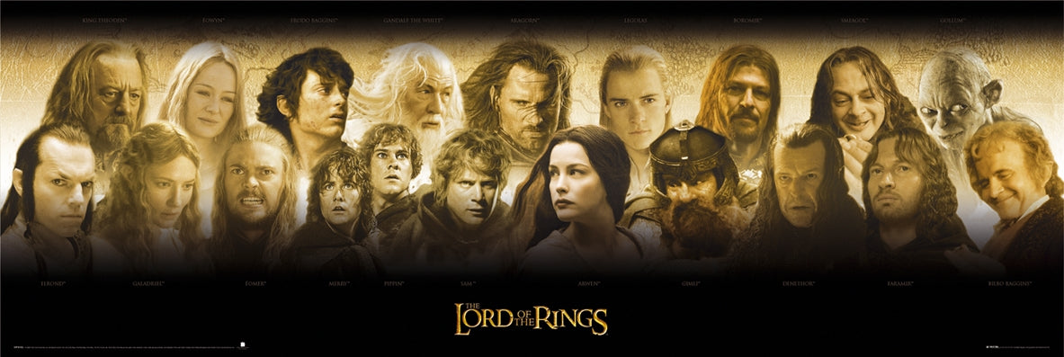 Lord Of The Rings Characters 158x53cm Vintage Panoramic Door Poster