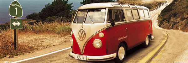 Volkswagen VW California Camper Highway 1 158x53cm Panoramic Door Poster