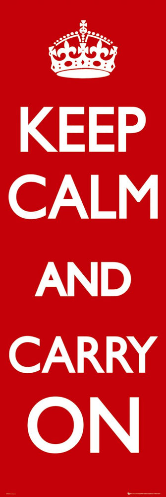 Keep Calm And Carry On Red 158x53cm Door Poster