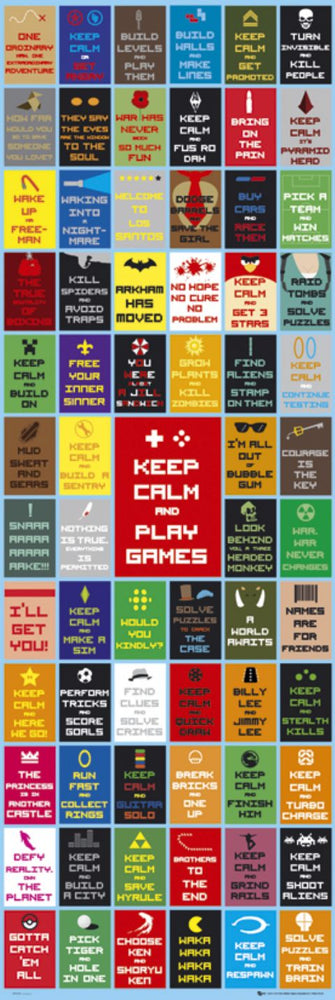 Keep Calm And Play Games Collage 158x53cm Door Poster
