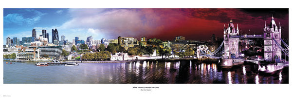 London Day And Night View 158x53cm Panoramic Door Poster