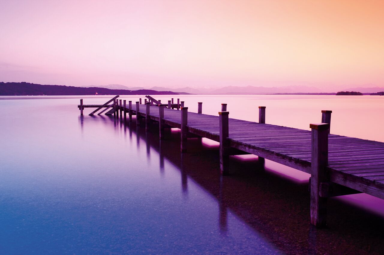 Lake Jetty At Dusk 3.15m x 2.32m 4 Piece Giant Wallpaper Wall Mural