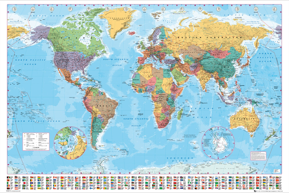 World Map 2018 With Flags And Facts 100x140cm Giant Poster