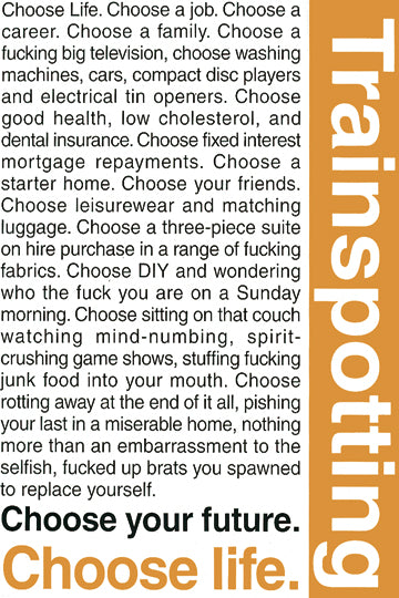 Trainspotting Movie Choose Life Quotes Maxi Poster