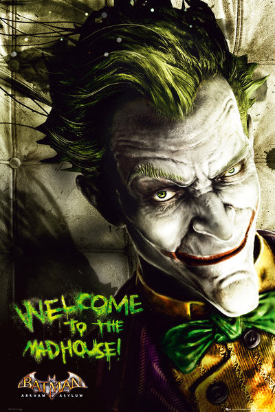 Batman Arkham Asylum Joker Welcome To The Madhouse Maxi Poster Koolpixnz batman-arkham-asylum-joker-welcome-to-the-madhouse-maxi-poster-koolpixnz