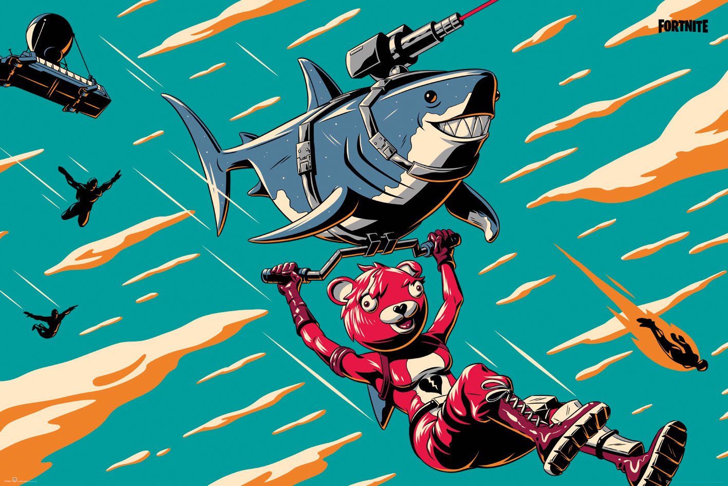 Fortnite Video Game Laser Shark Maxi Poster