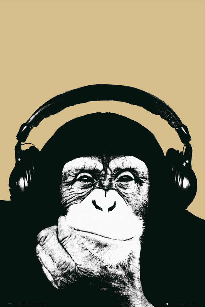 Steez Monkey With Headphones Maxi Poster
