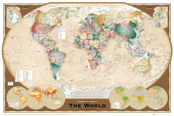 World Map Winkel Tripel Projection Maxi Poster