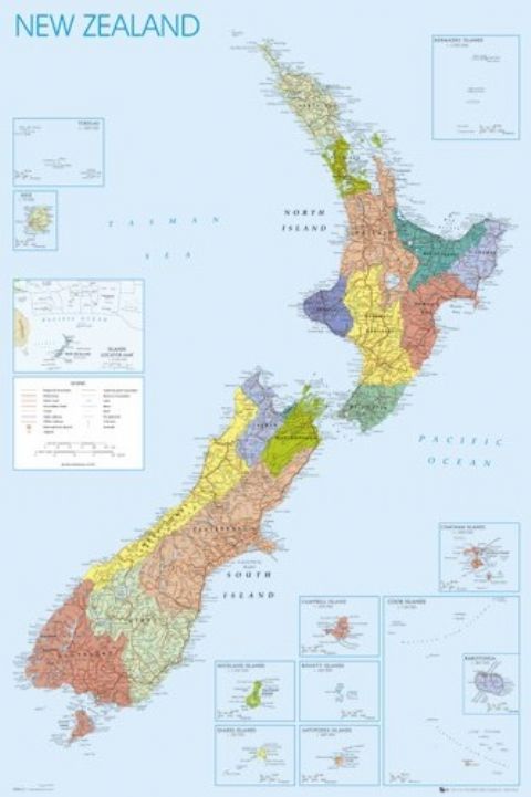 New Zealand Map Maxi Poster
