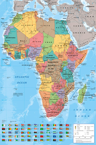 Africa Map and Flags Maxi Poster