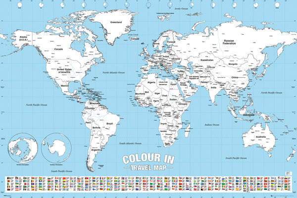 Colour In Yourself World Travel Map Maxi Poster