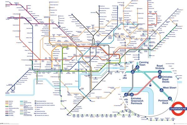London Underground Map White Maxi Poster