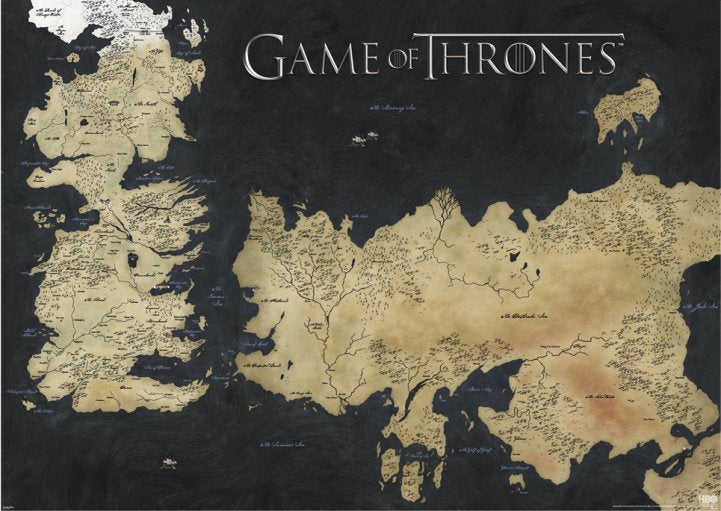 Game Of Thrones Map Of Westeros And Essos 100x140cm Panoramic Giant Poster
