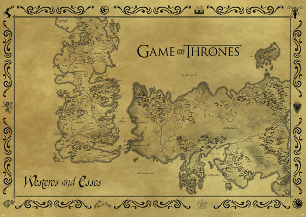 Game Of Thrones Antique Map 100x140cm Panoramic Giant Poster