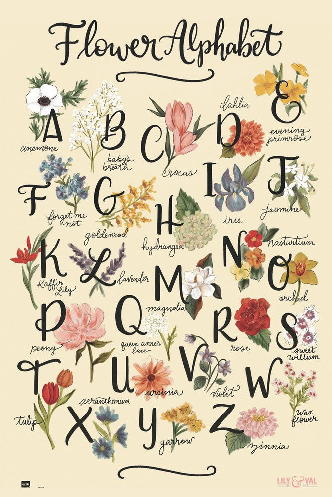 Flower Alphabet By Lily & Val Maxi Poster