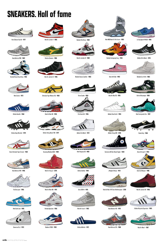 Sneakers Hall Of Fame Montage 55 Classics Maxi Poster
