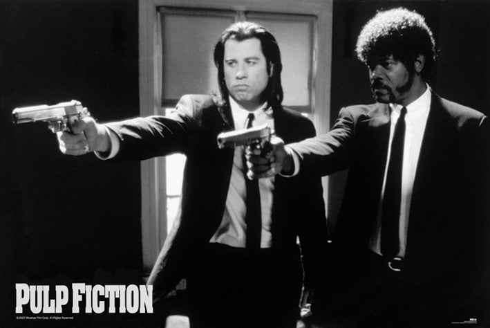Pulp Fiction Travolta And Jackson Guns Black And White 100x140cm Giant Poster