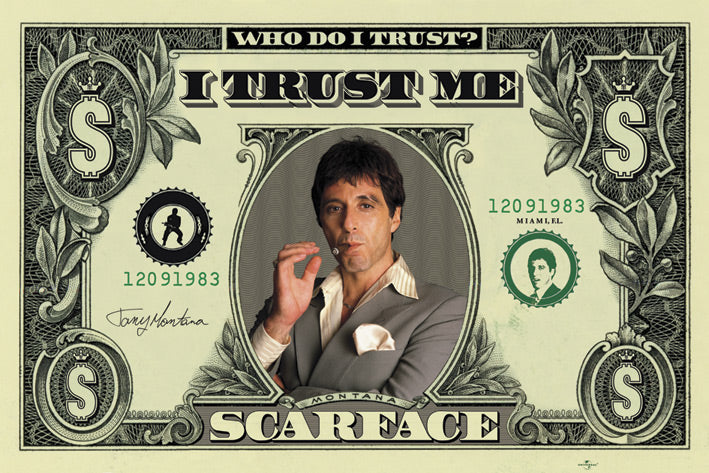 Scarface Al Pacino Dollar Bill 100x140cm Giant Poster