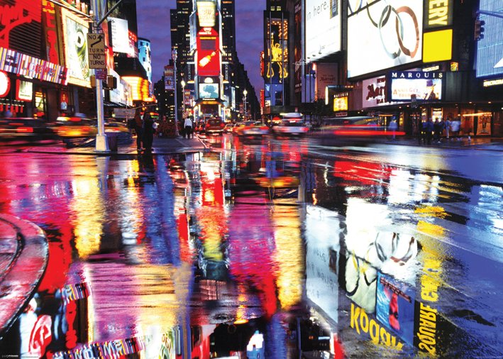 Times Square New York Night Lights Reflections 100x140cm Giant Poster