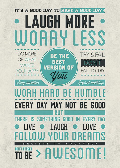 Laugh More Worry Less Be Awesome 100x140cm Inspirational Giant Poster
