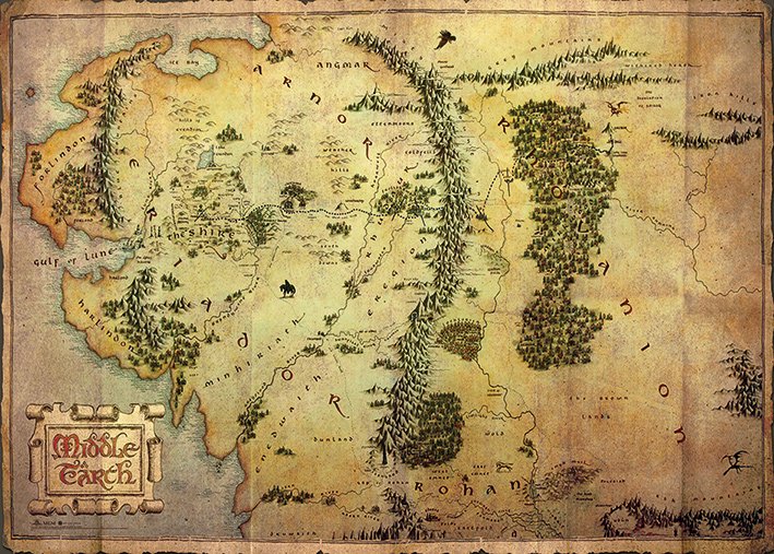 The Hobbit Map Of Middle Earth 100x140cm Panoramic Giant Poster