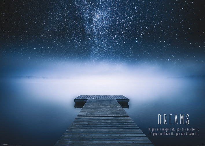 Dreams Jetty Scene With Stars And Quote 100x140cm Inspirational Giant Poster