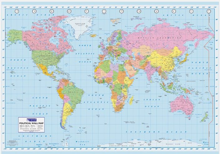Political World Map 100x140cm Giant Poster