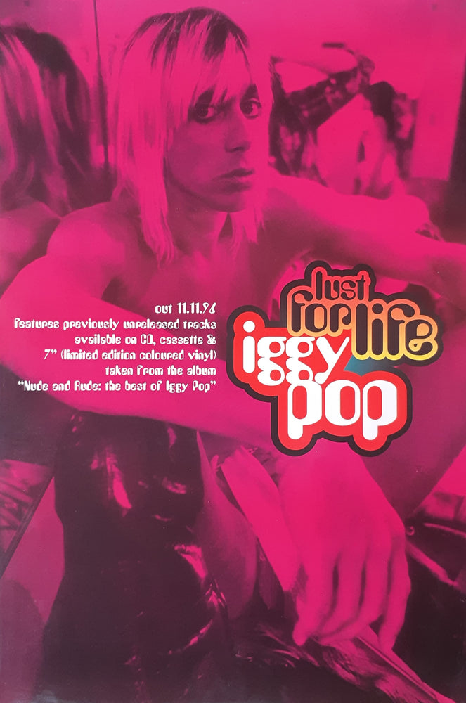 Iggy Pop Lust For Life UK Promo Poster Blockmount
