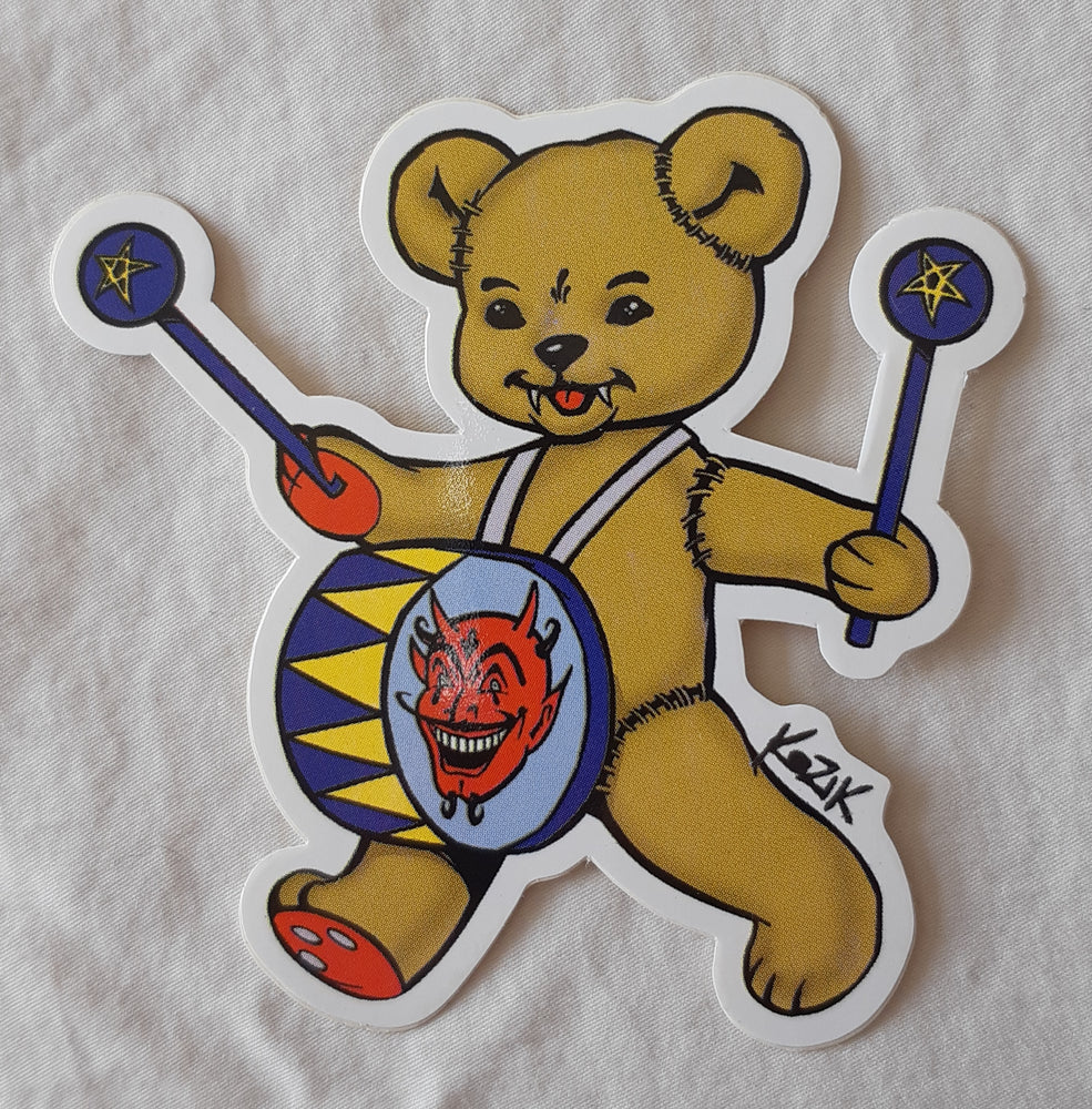 Frank Kozik Bear And Drum Die Cut Vinyl Sticker