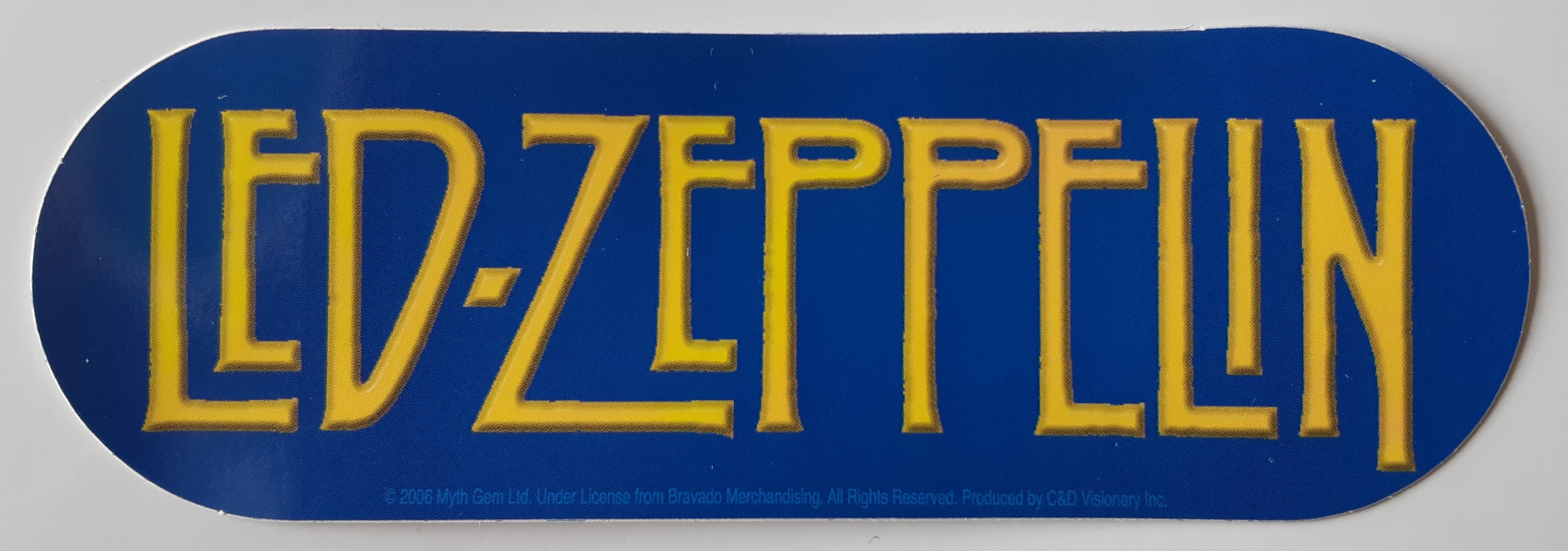 Led Zeppelin Logo Gold On Blue Large Vinyl Sticker
