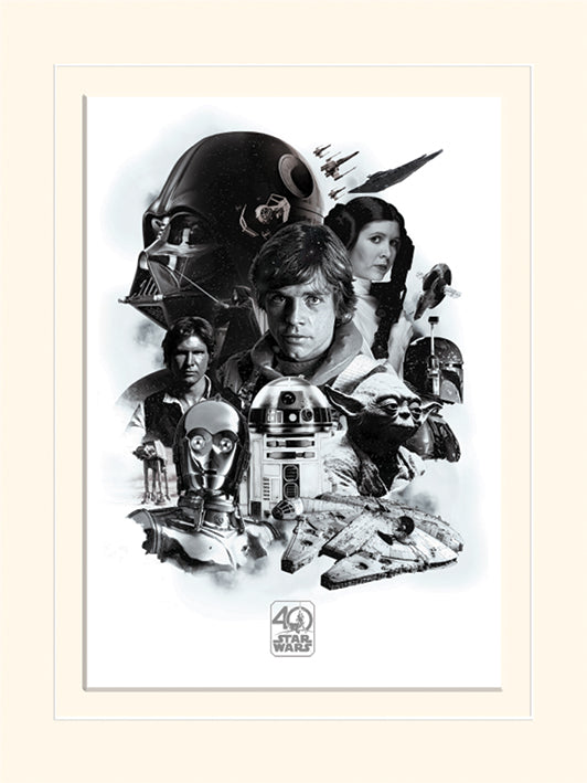 Star Wars 40th Anniversary Montage B&W 30x40cm Movie Print