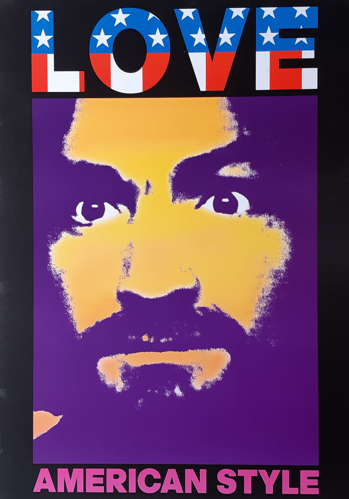 Frank Kozik Love American Style Charles Manson Maxi Art Poster Blockmount