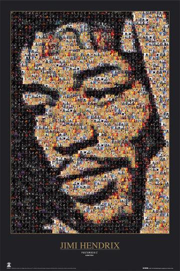 Jimi Hendrix Photo Mosaic Black Border 100x140cm Giant Poster
