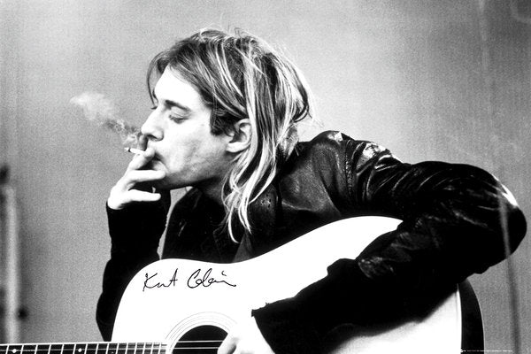 Kurt Cobain Smoking And Playing Maxi Poster