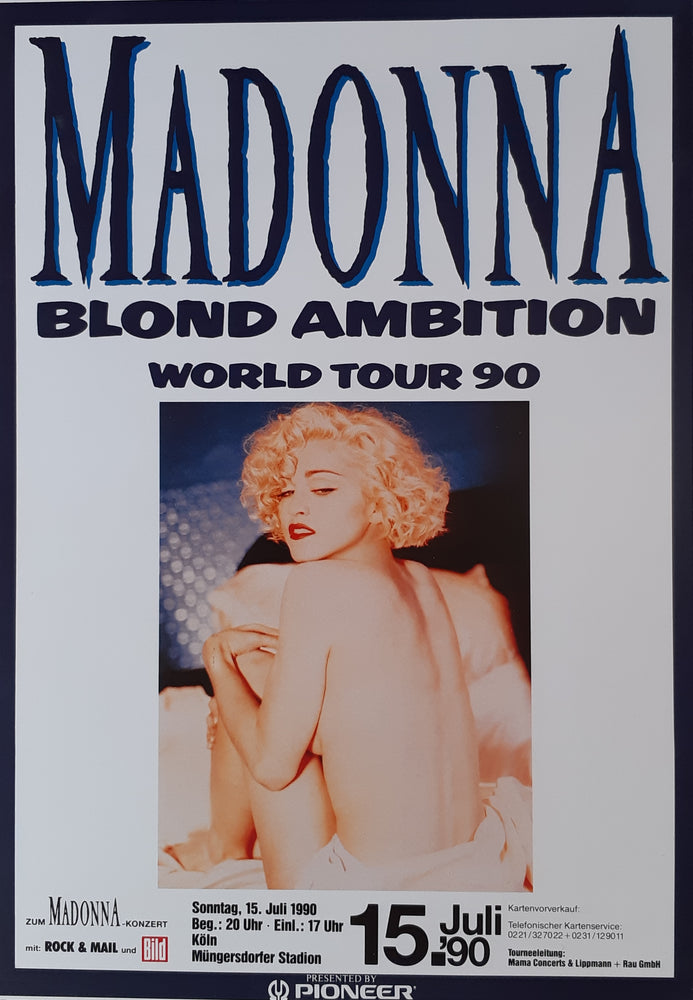 Madonna Blonde Ambition Tour 15 July 1990 Koln Germany Tour Poster Blockmount