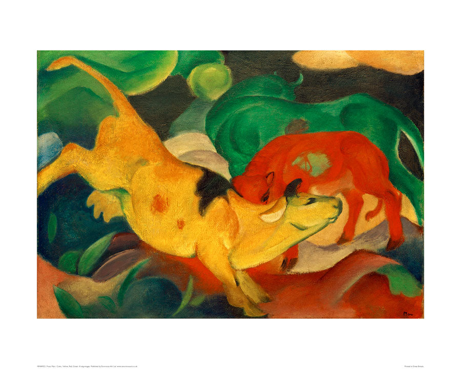 Franz Marc Cows Yellow Red & Green 1911 40x50cm Art Print