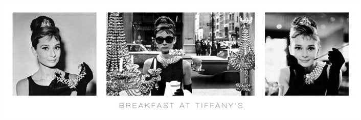 Audrey Hepburn Breakfast At Tiffanys Black And White Triptych Slim Poster