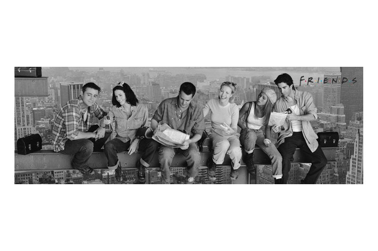 Friends Lunch On Skyscraper Black And White Slim Poster