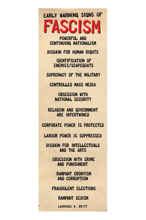 Early Warning Signs Of Fascism by Laurence W Britt Slim Poster