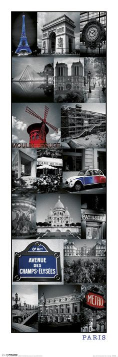 Paris France Photo Collage Slim Poster