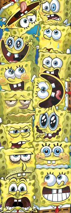 SpongeBob SquarePants Faces Montage Slim Poster